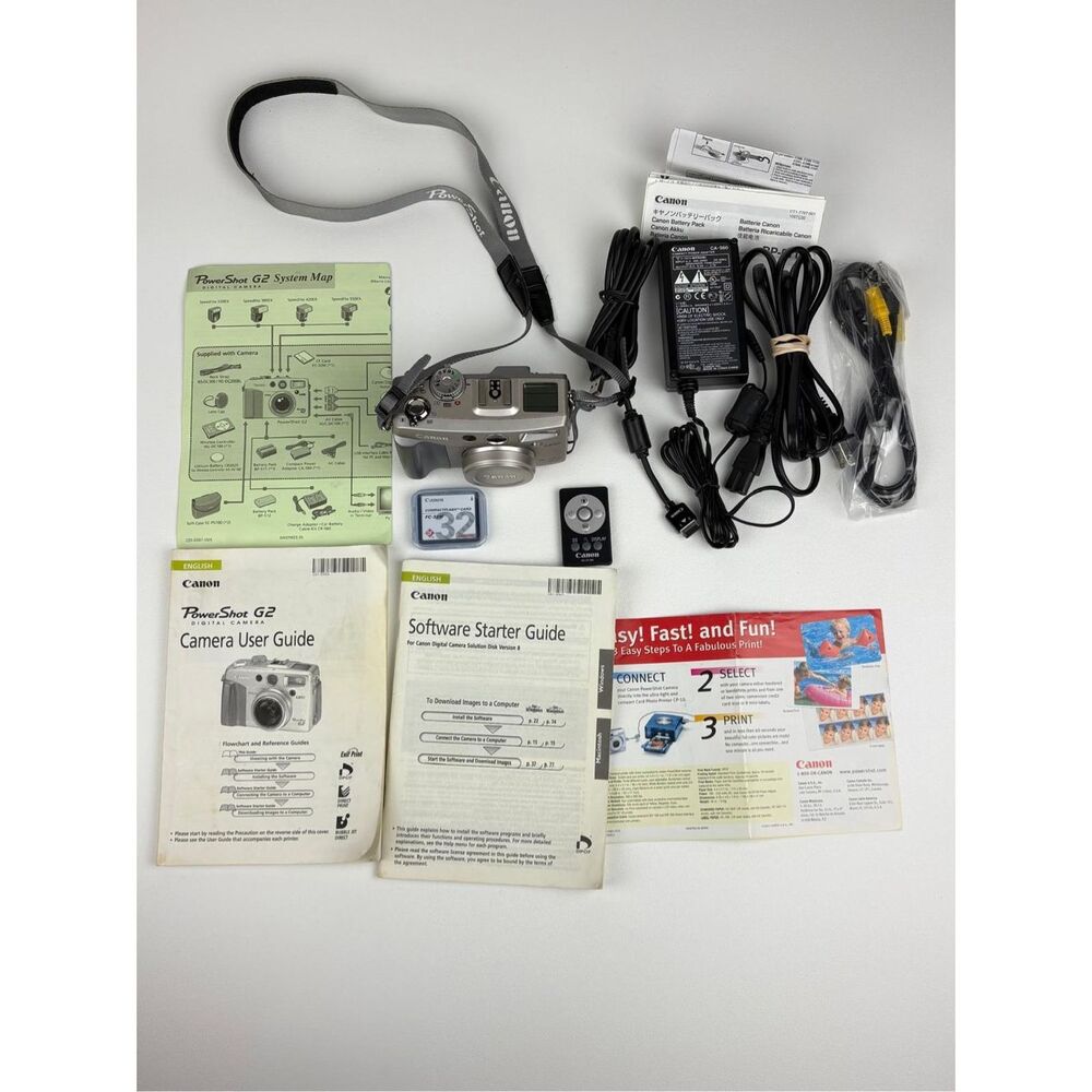 Vtg Canon PowerShot G2 4.0MP Digital Camera PC1015 W/Charger & Accessories EU262